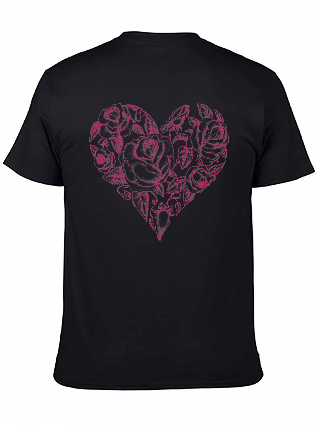 Rose Heart Graphic Tee - Black Cotton