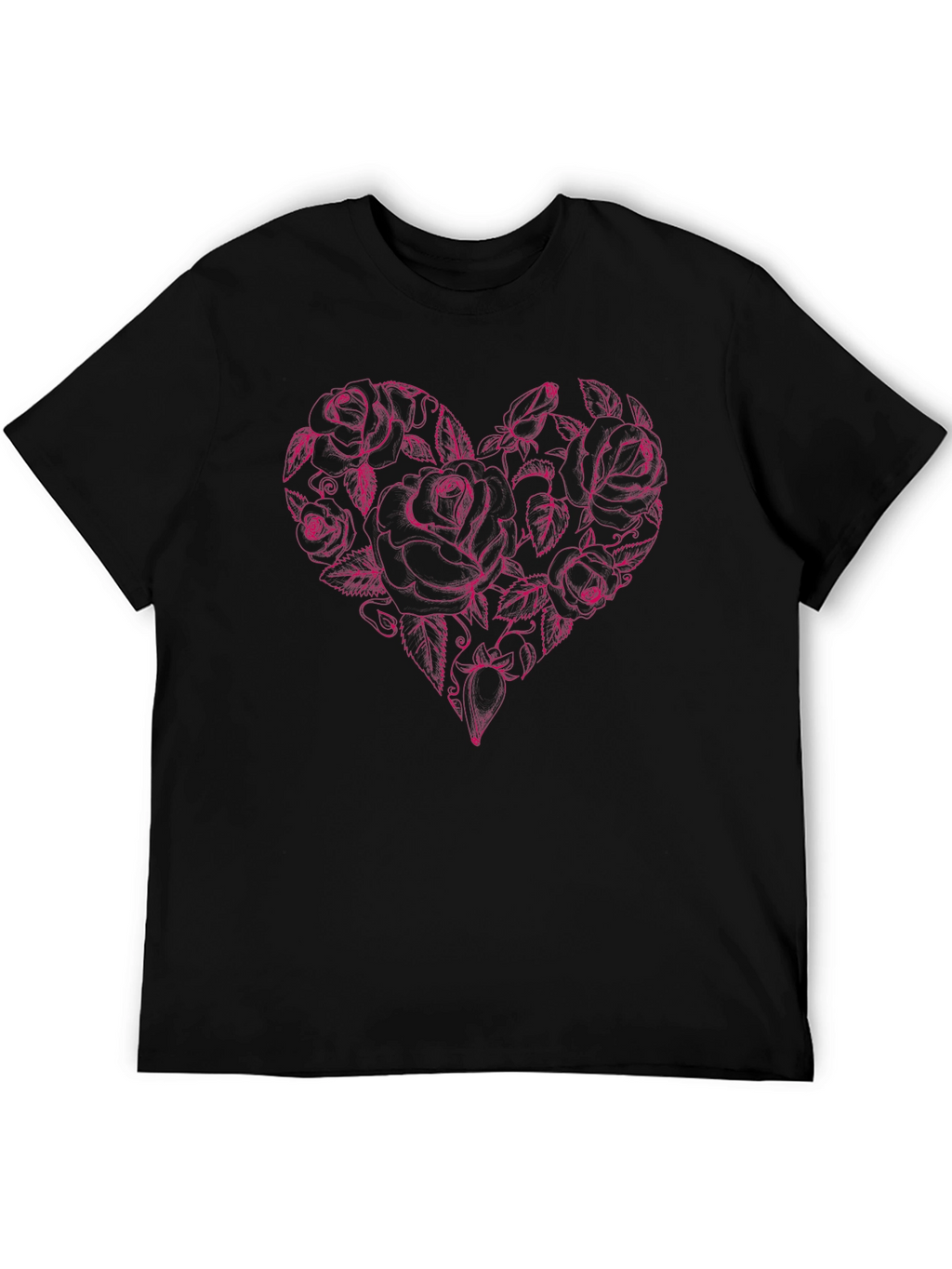 Rose Heart Graphic Tee - Black Cotton
