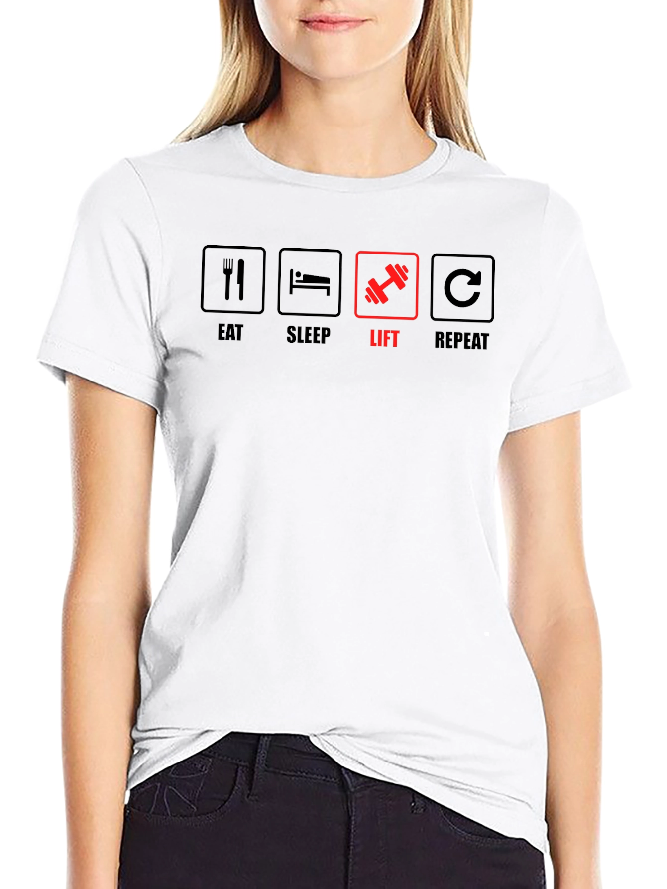 Eat Sleep Lift Repeat Black T-Shirt