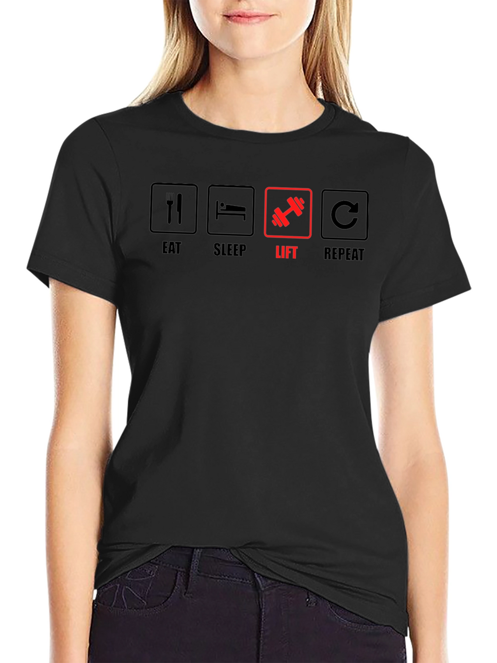 Eat Sleep Lift Repeat Black T-Shirt