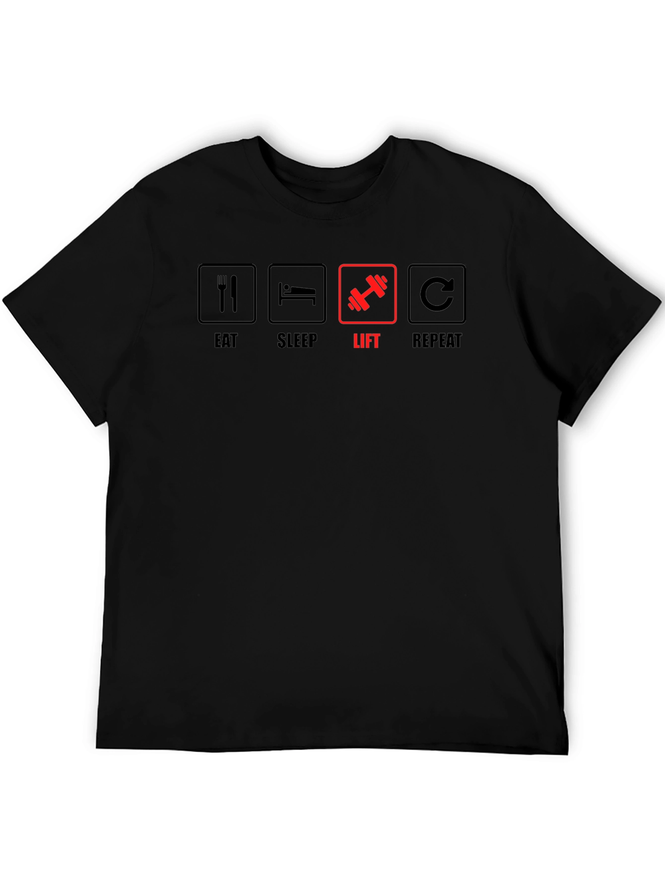 Eat Sleep Lift Repeat Black T-Shirt