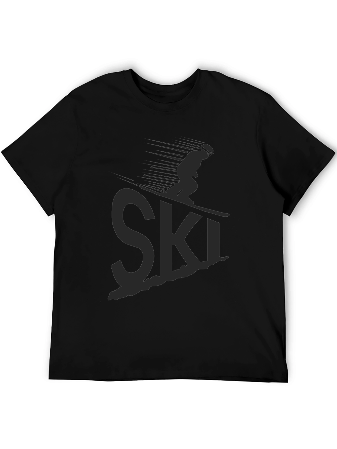 Mens Black Ski Graphic T-Shirt