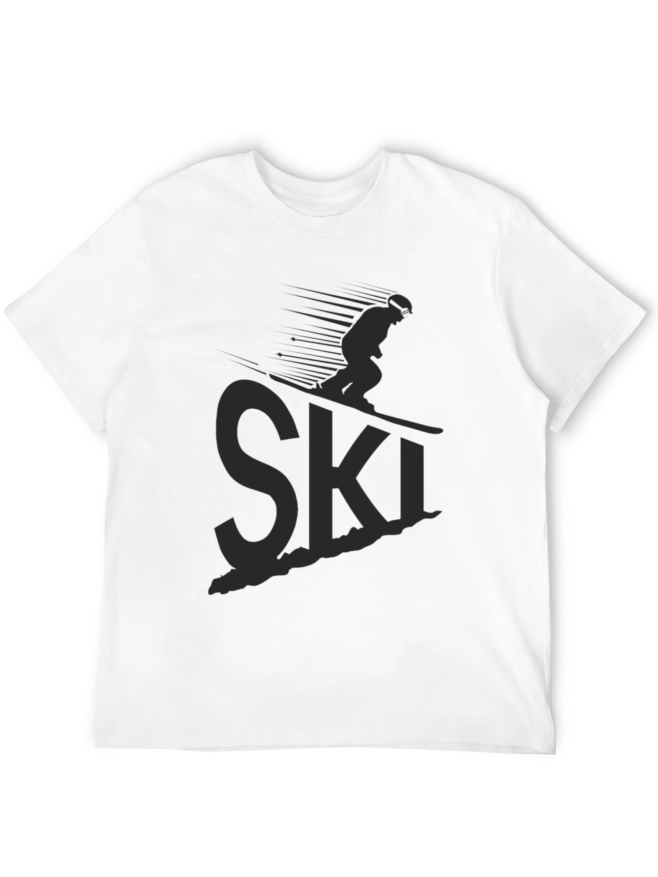 Mens Black Ski Graphic T-Shirt