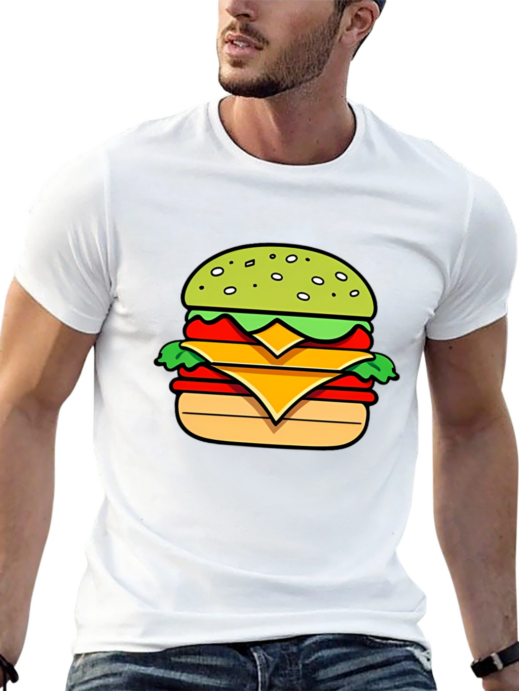 Burger Graphic T-Shirt - Casual Mens Tee