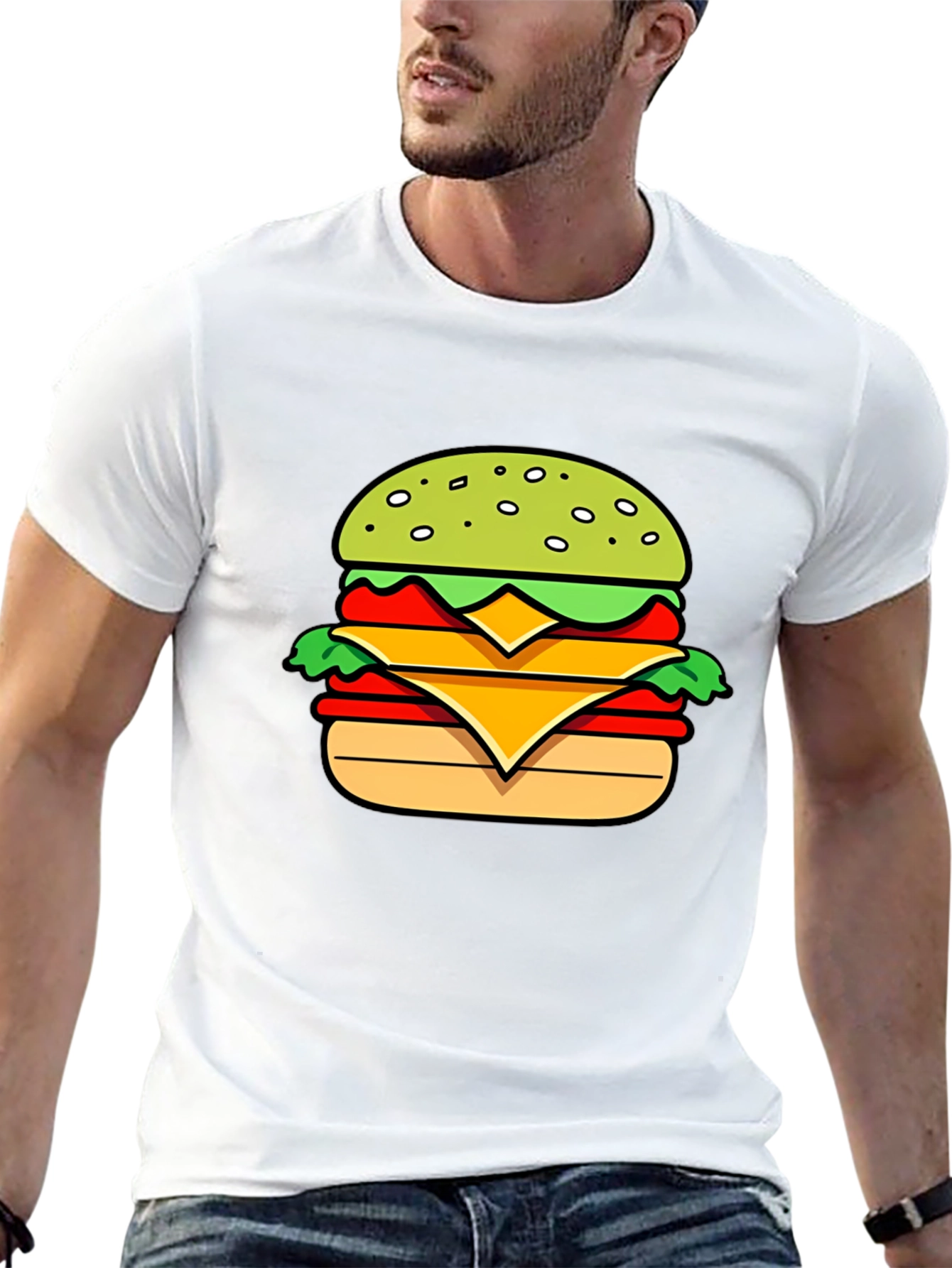 Burger Graphic T-Shirt - Casual Mens Tee