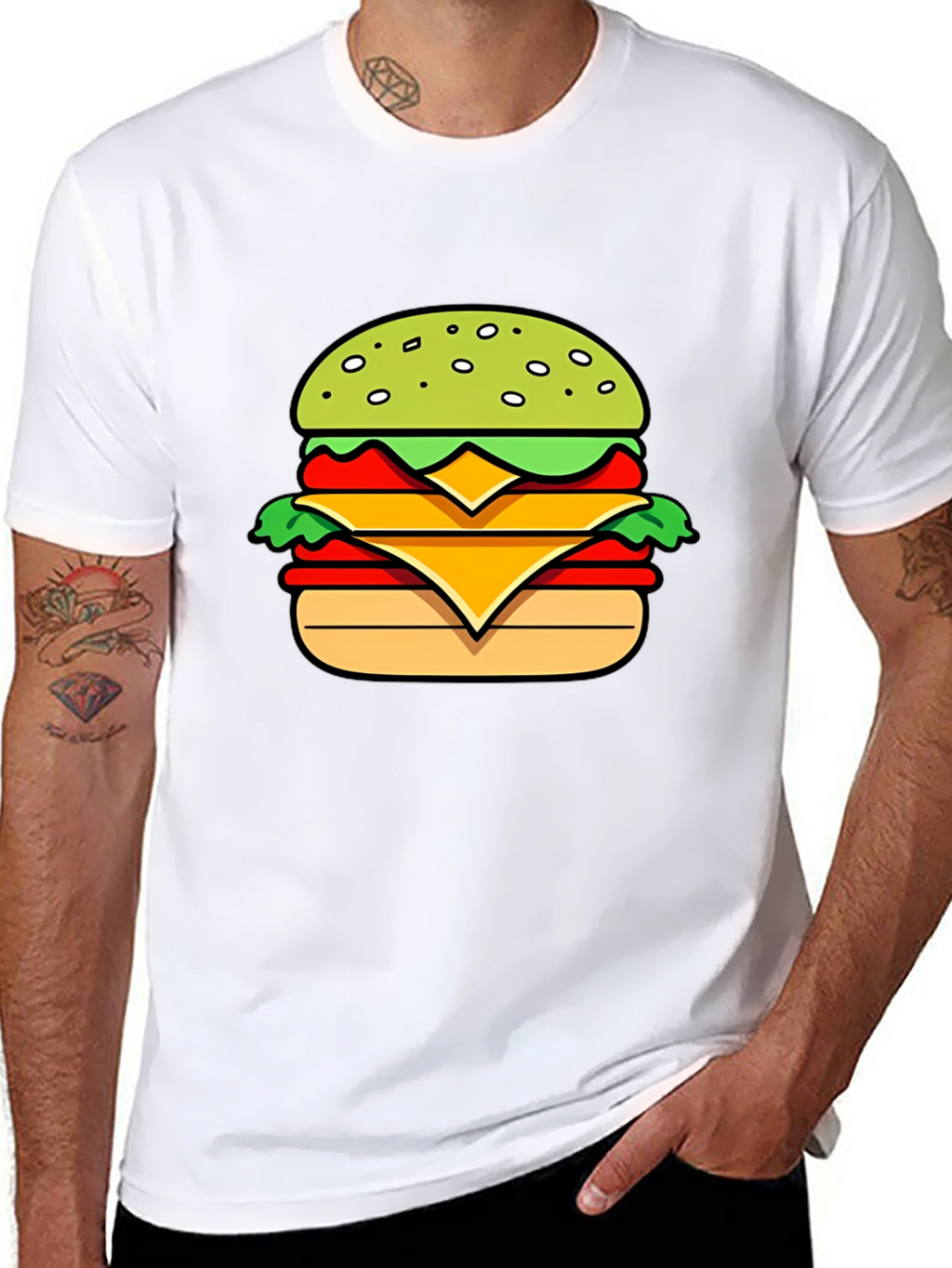 Burger Graphic T-Shirt - Casual Mens Tee