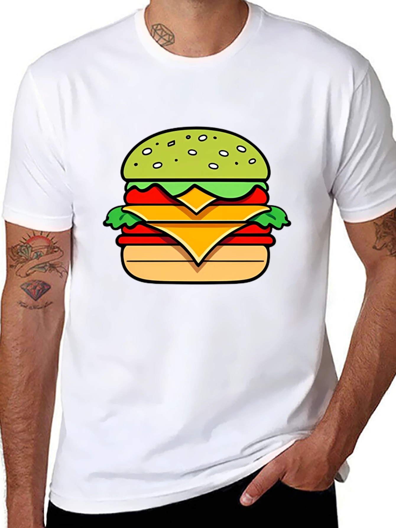 Burger Graphic T-Shirt - Casual Mens Tee