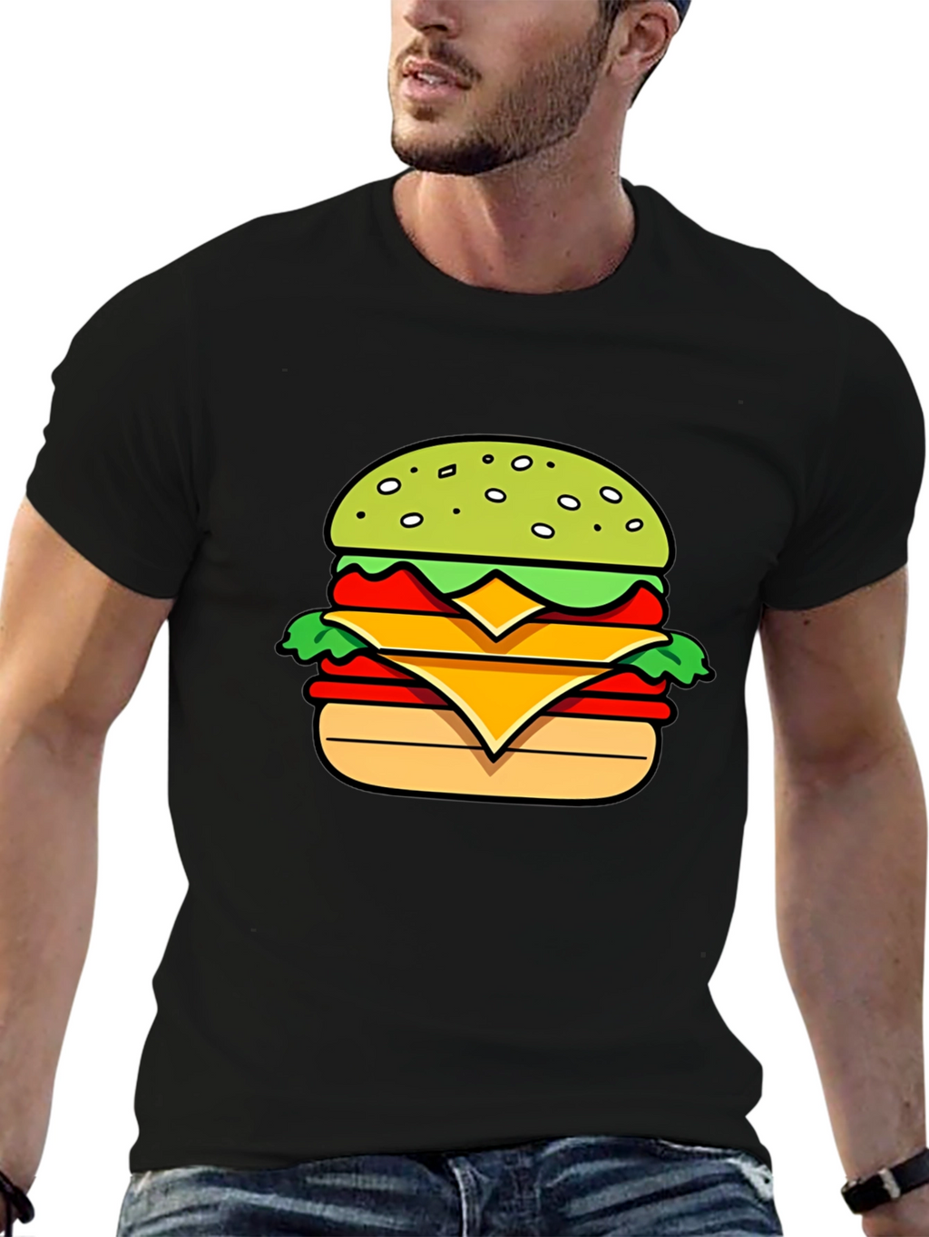 Burger Graphic T-Shirt - Casual Mens Tee