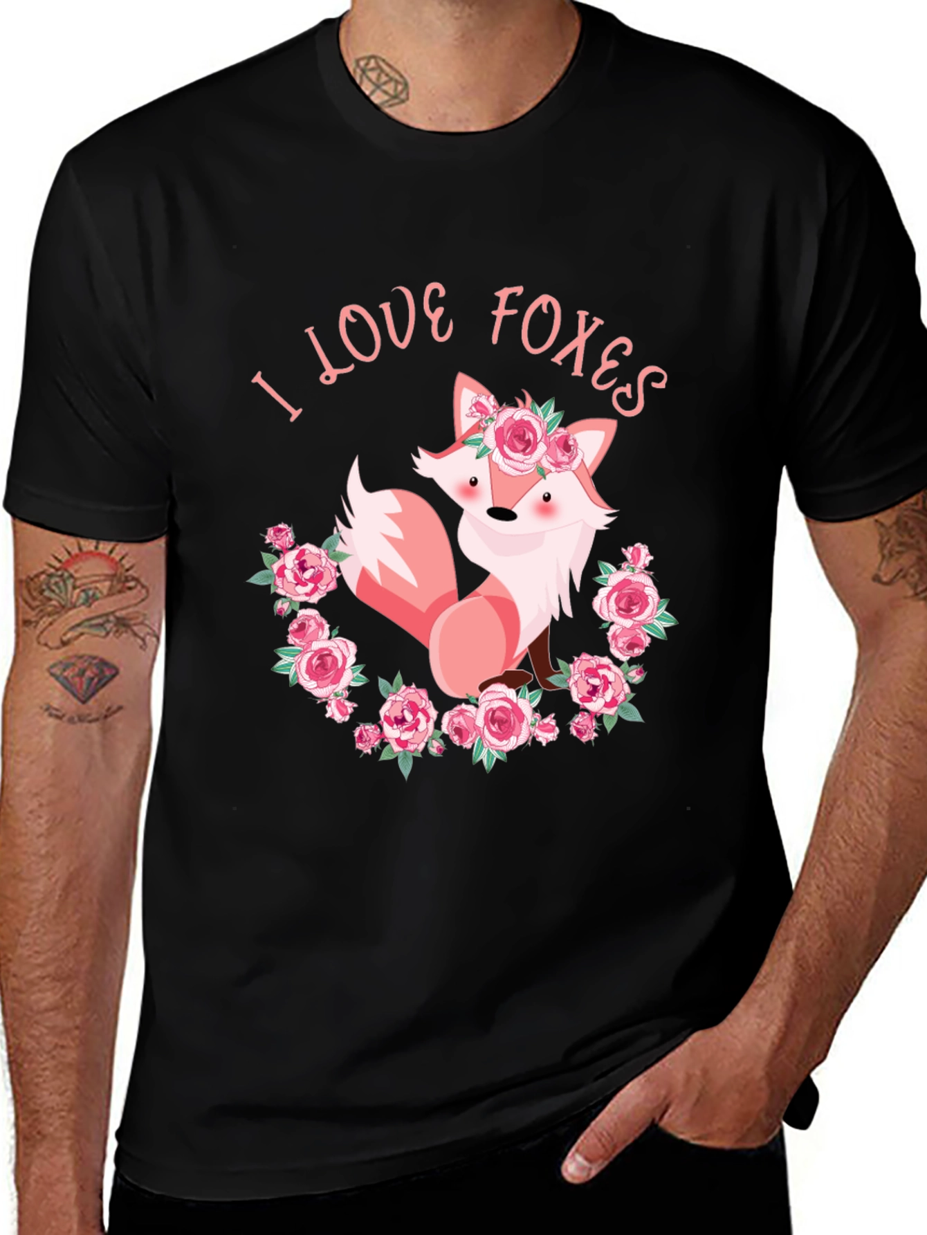 I Love Foxes Graphic Tee - Floral Fox T-Shirt