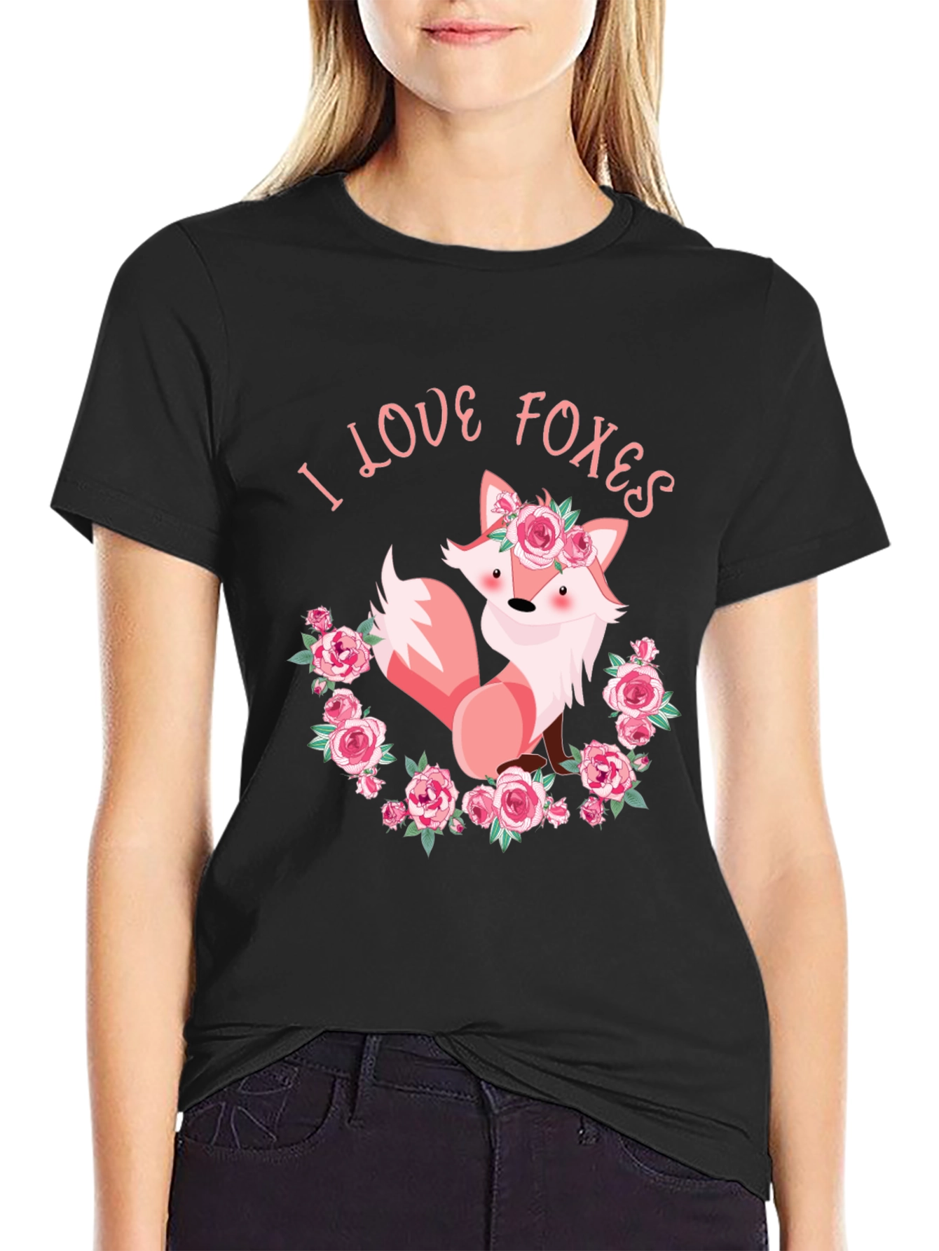I Love Foxes Graphic Tee - Floral Fox T-Shirt