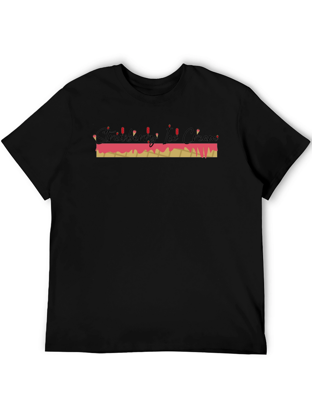 Strawberry Ice Cream Graphic Tee - Black