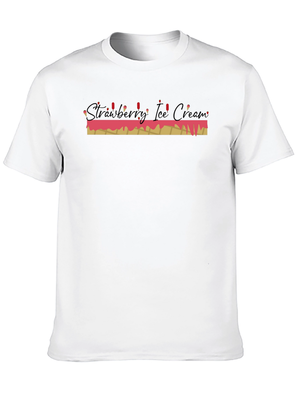 Strawberry Ice Cream Graphic Tee - Black