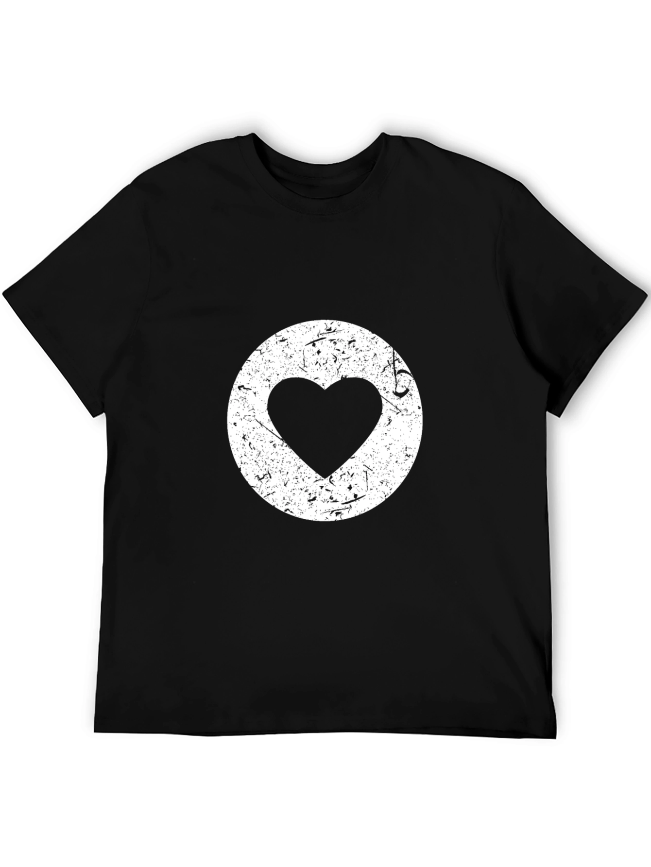 Distressed Heart Circle Black Tee