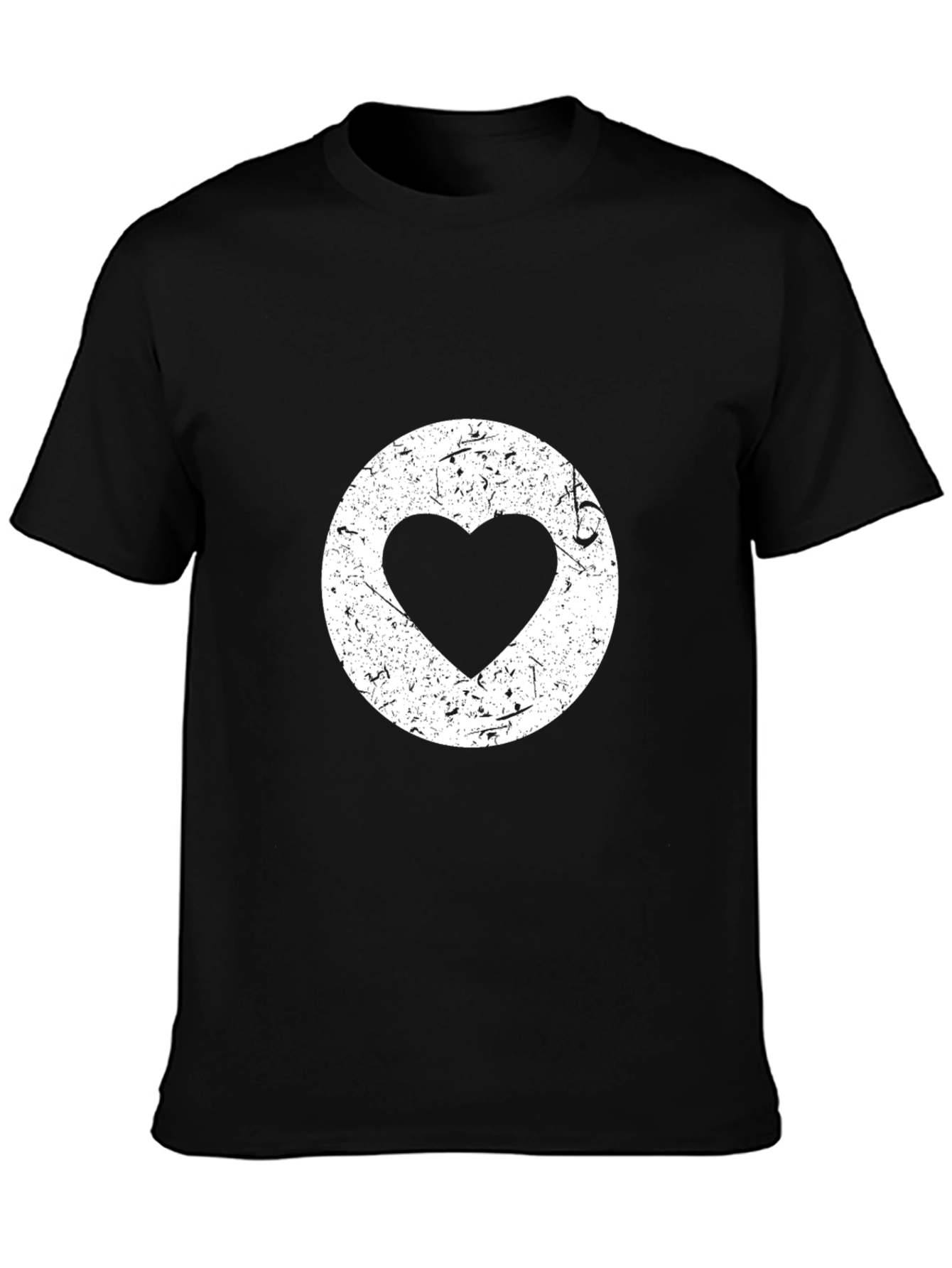 Distressed Heart Circle Black Tee