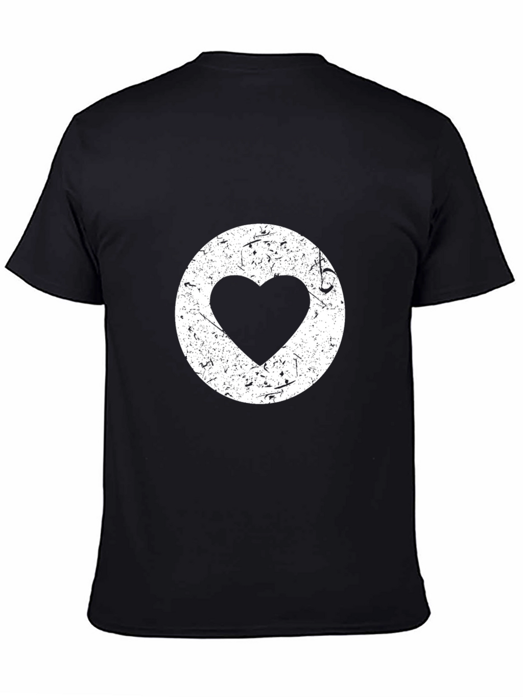 Distressed Heart Circle Black Tee