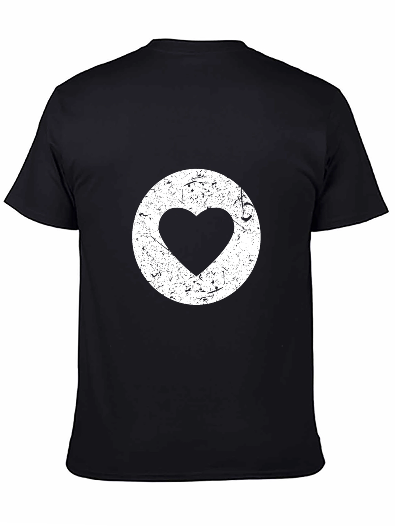 Distressed Heart Circle Black Tee