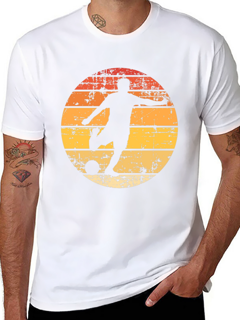 Retro Soccer Player Graphic Tee - Black