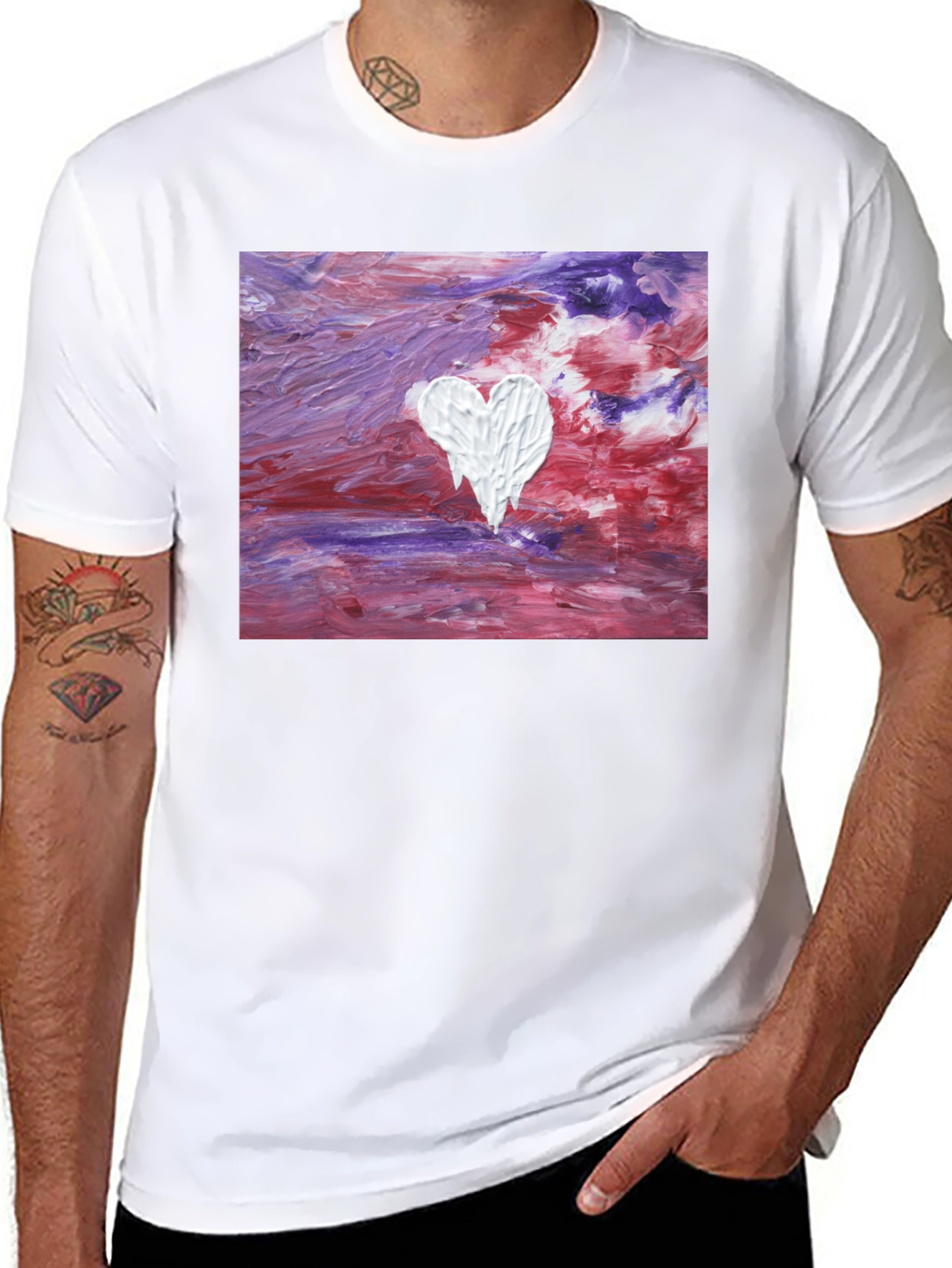 Abstract Heart Art Tee - Modern Casual Wear