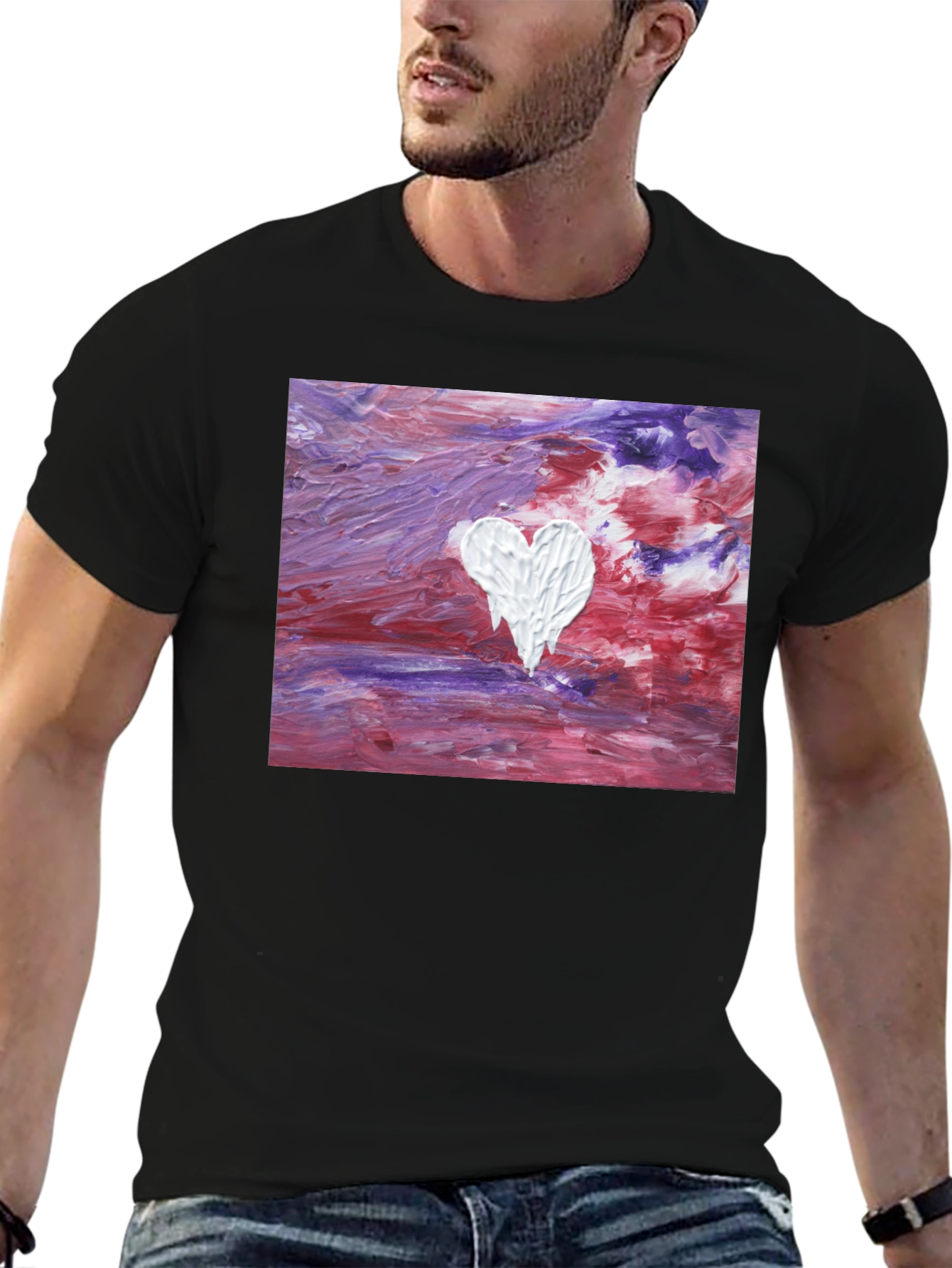 Abstract Heart Art Tee - Modern Casual Wear