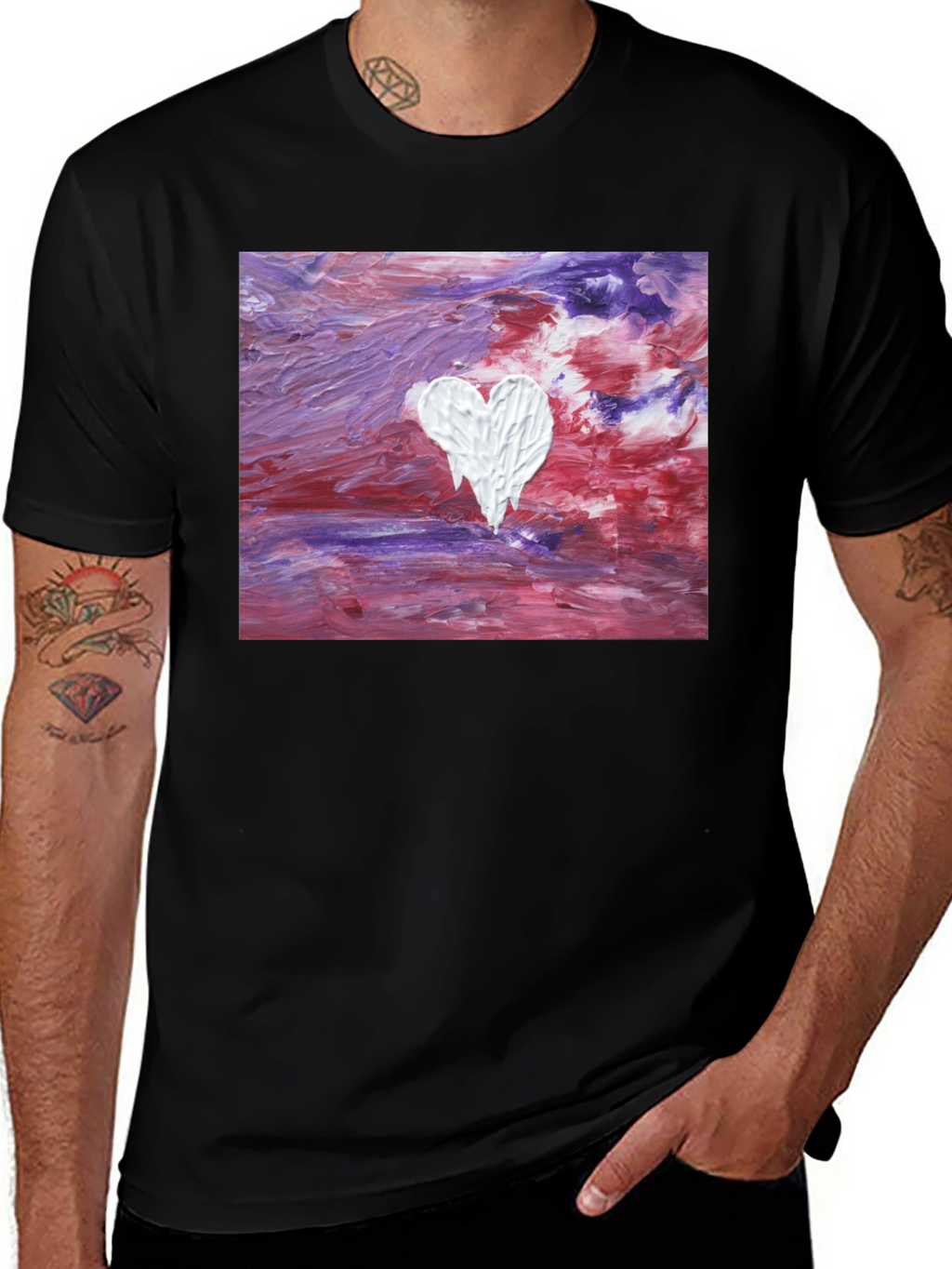 Abstract Heart Art Tee - Modern Casual Wear