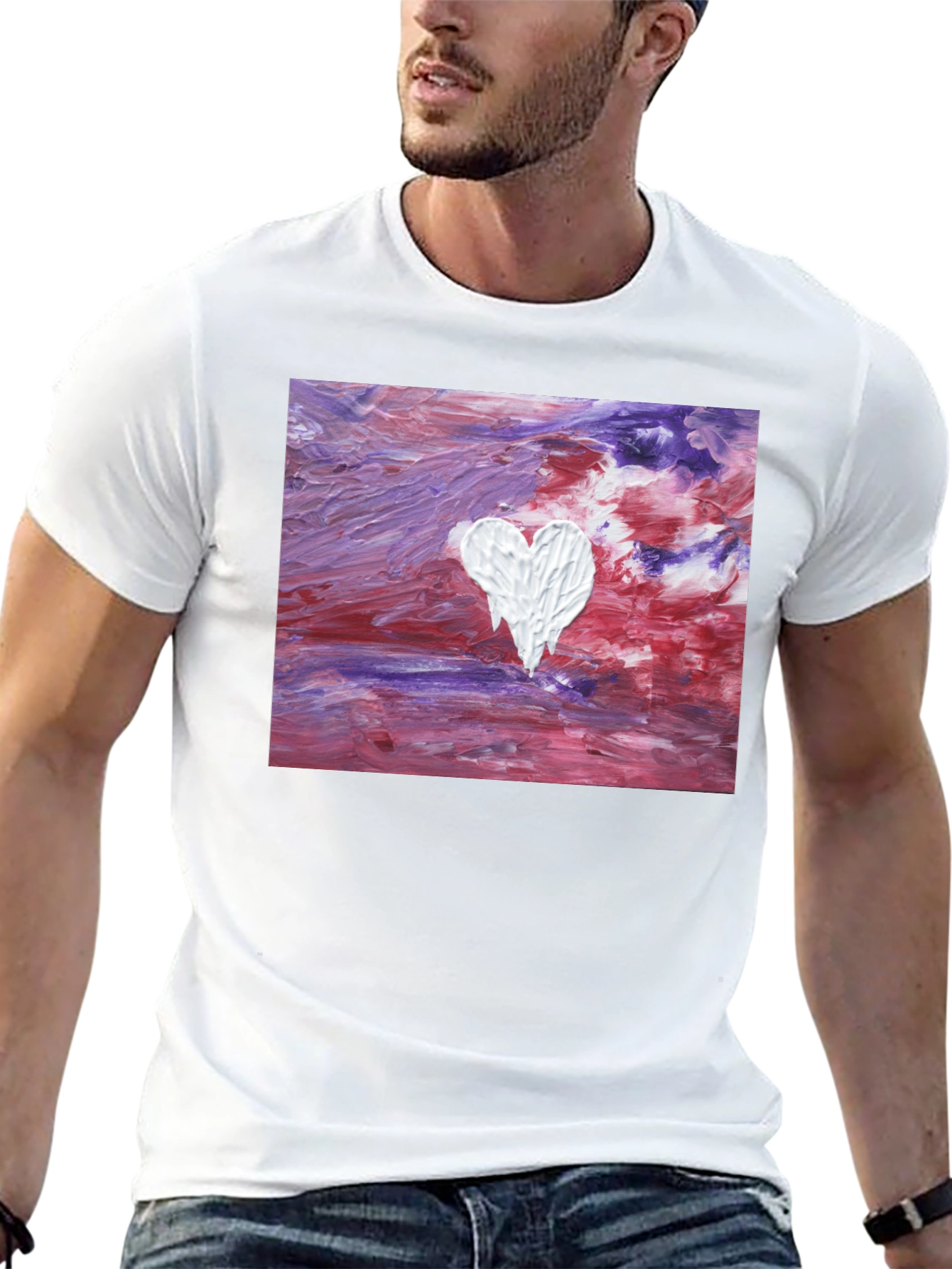 Abstract Heart Art Tee - Modern Casual Wear