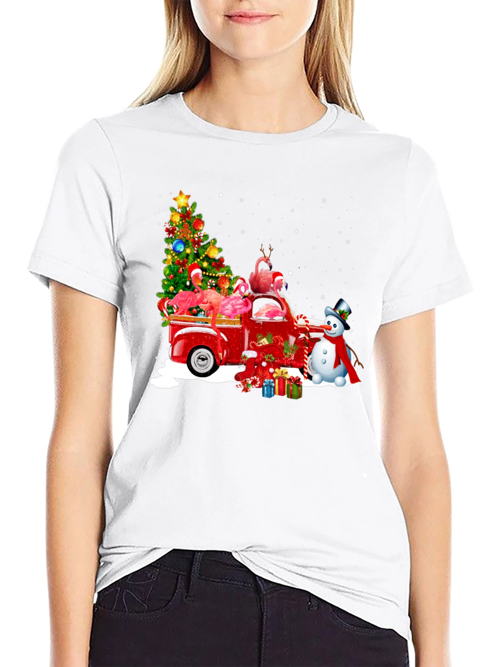 Flamingo Christmas Truck T-Shirt