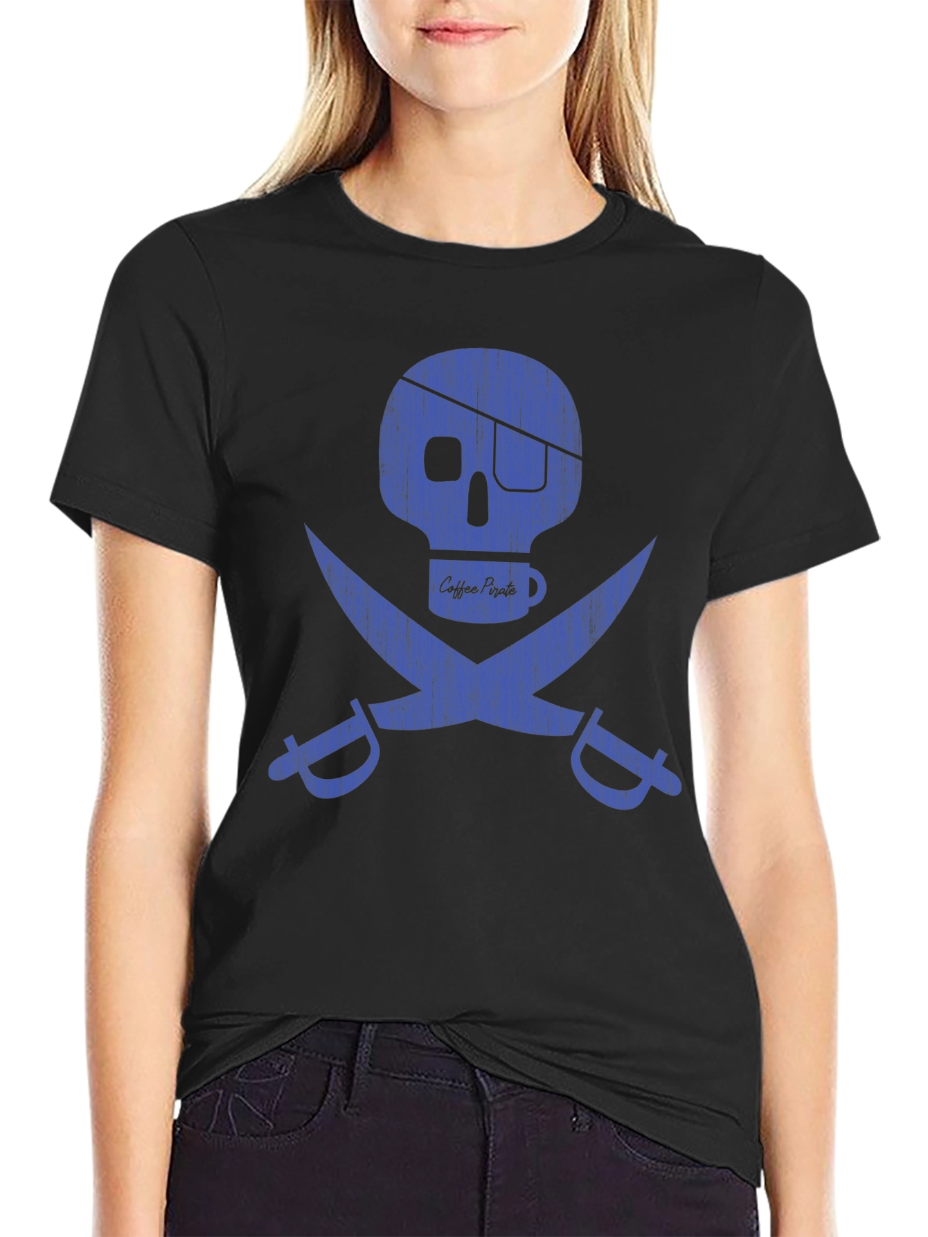 Coffee Pirate Graphic T-Shirt - Black