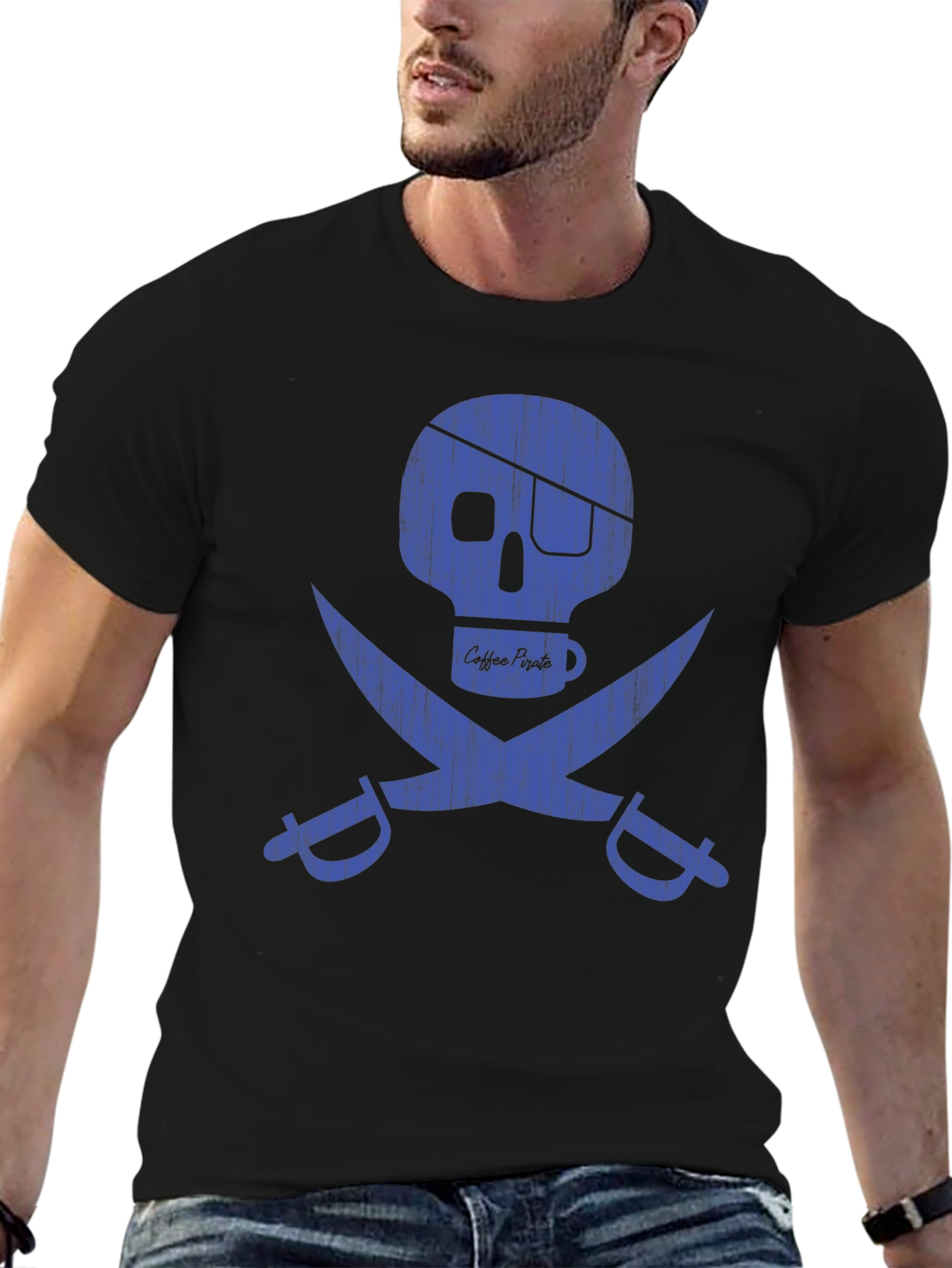 Coffee Pirate Graphic T-Shirt - Black
