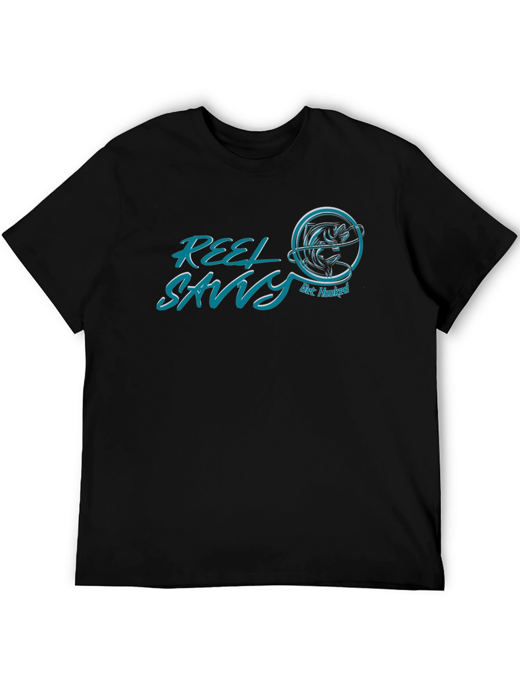 Reel Savvy Fishing Graphic Black T-Shirt