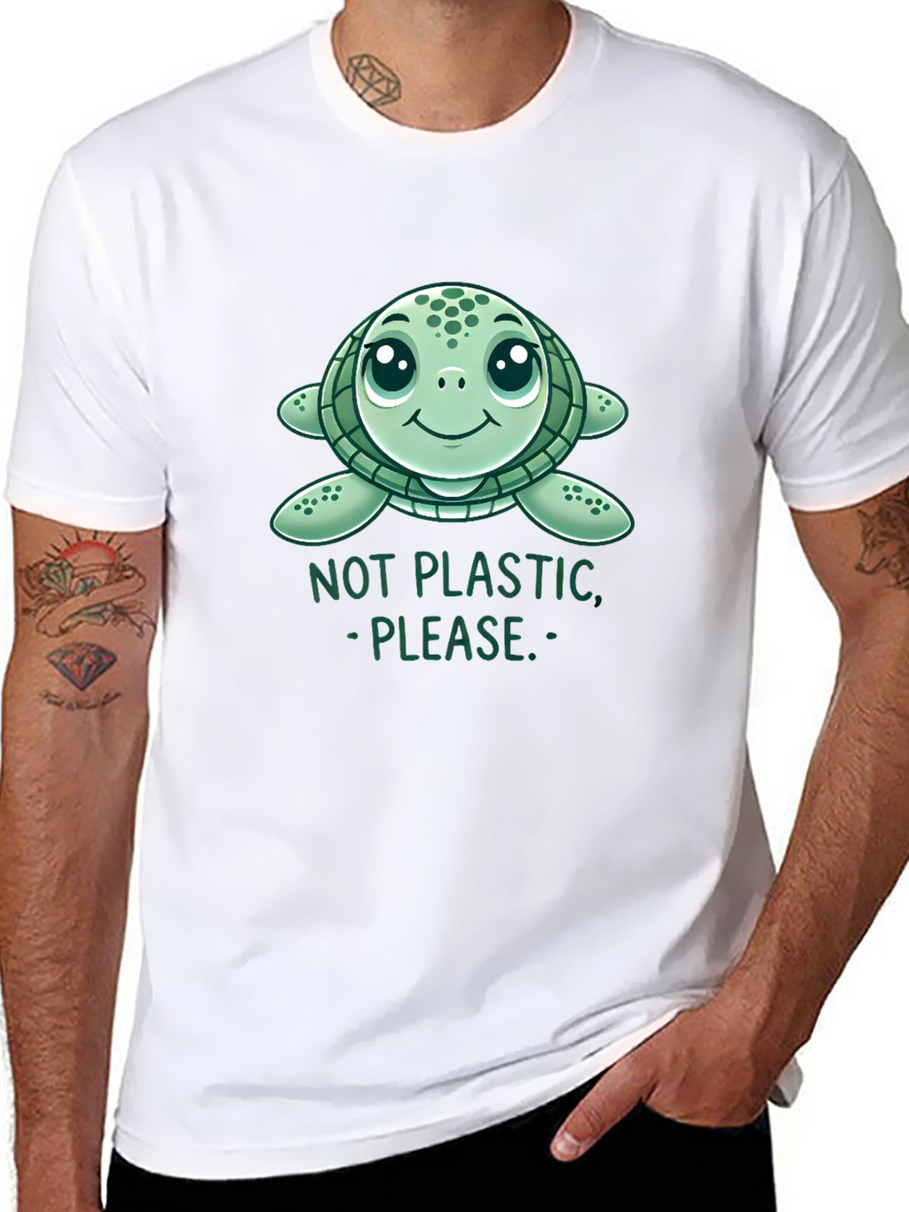 Cute Sea Turtle Not Plastic Graphic Tee