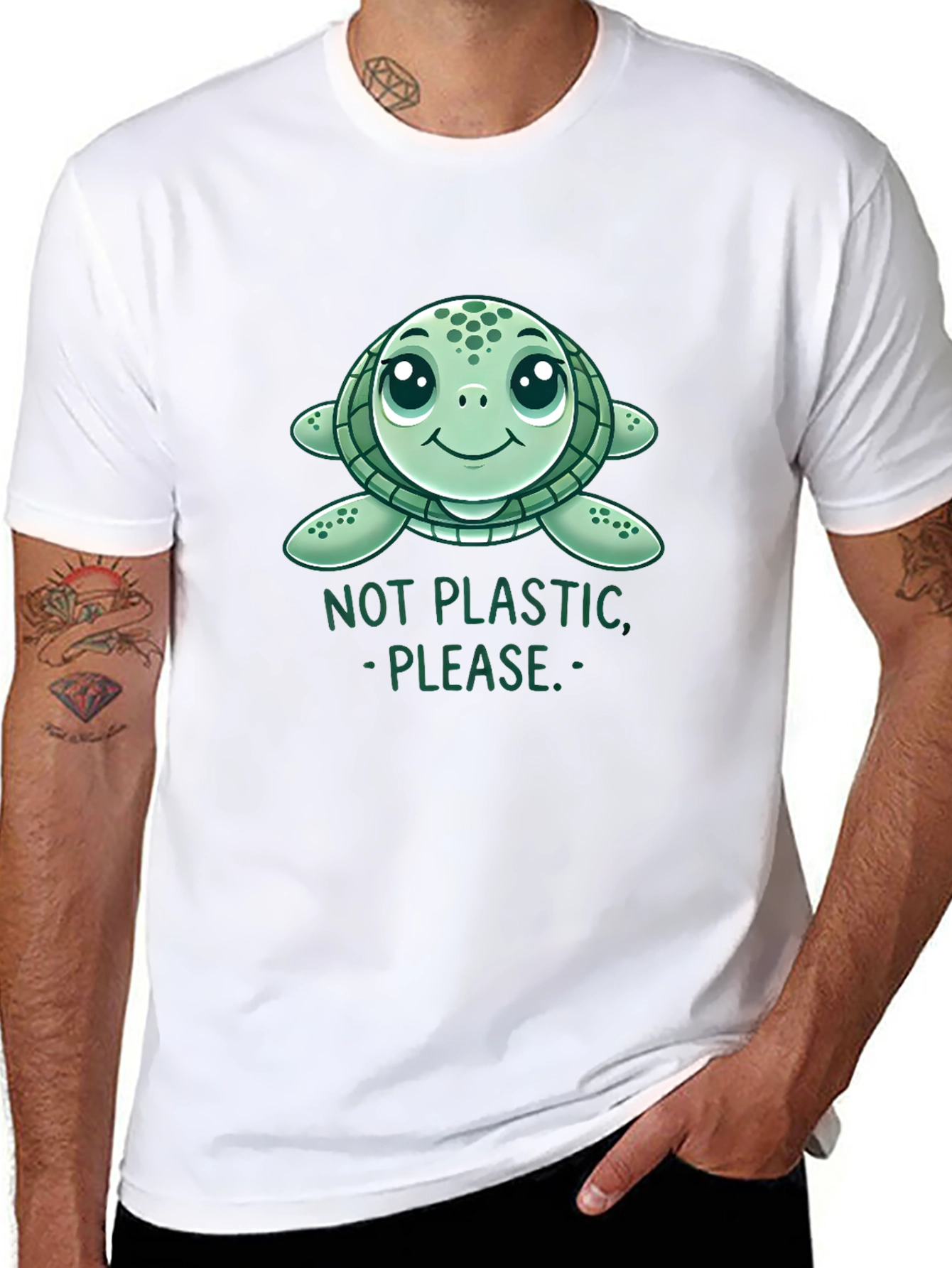 Cute Sea Turtle Not Plastic Graphic Tee