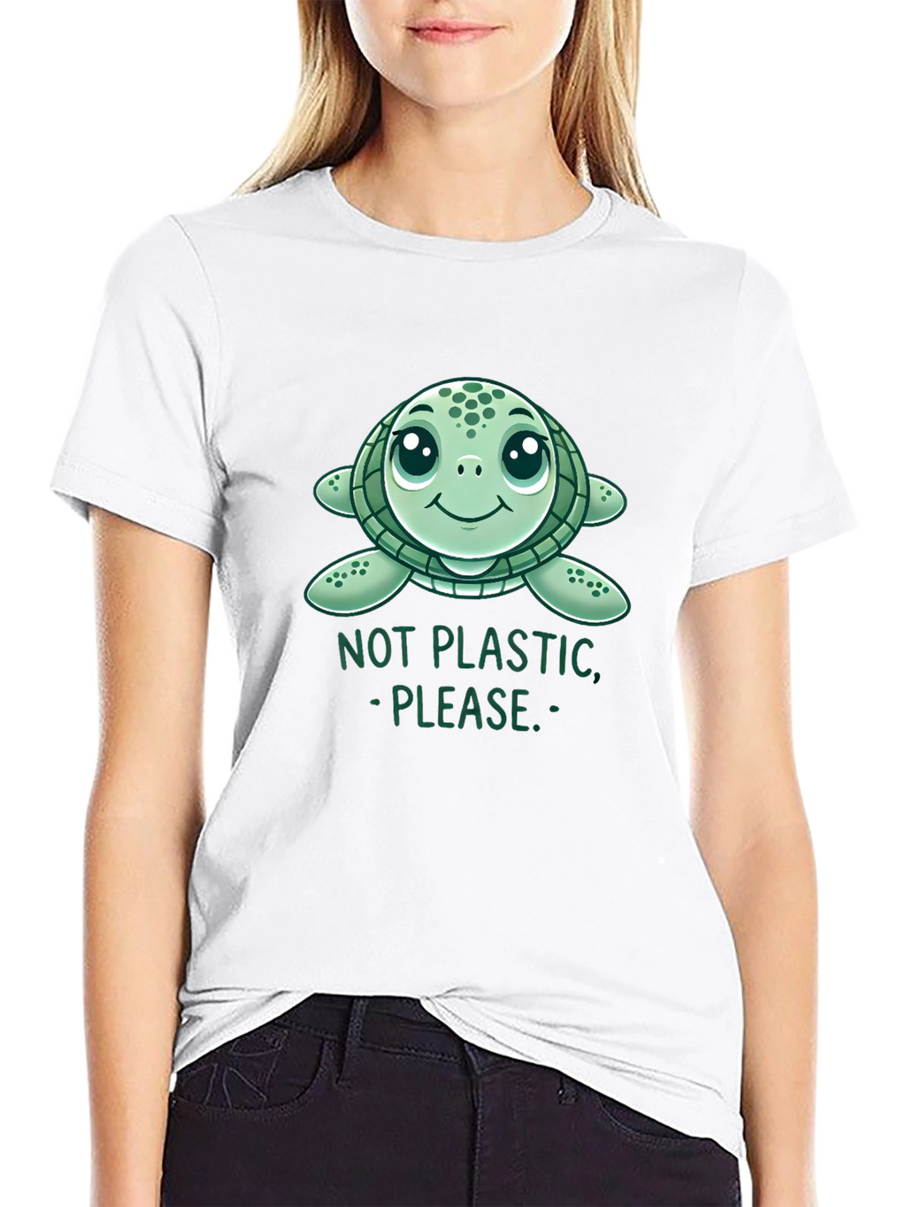 Cute Sea Turtle Not Plastic Graphic Tee