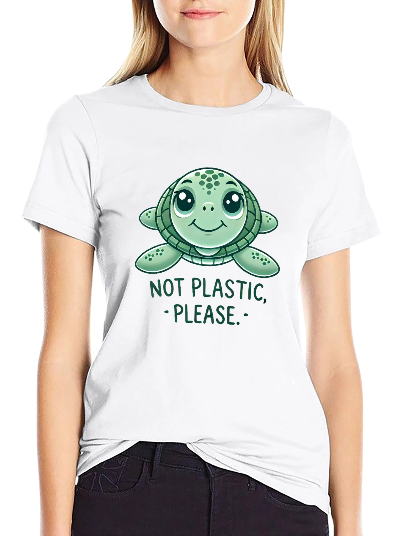 Cute Sea Turtle Not Plastic Graphic Tee