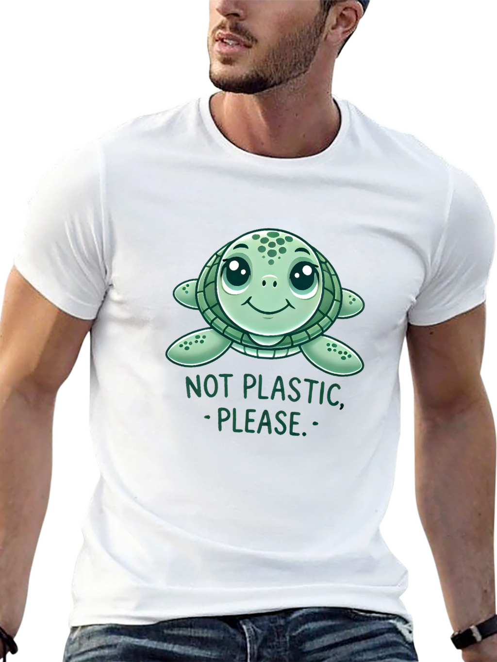 Cute Sea Turtle Not Plastic Graphic Tee