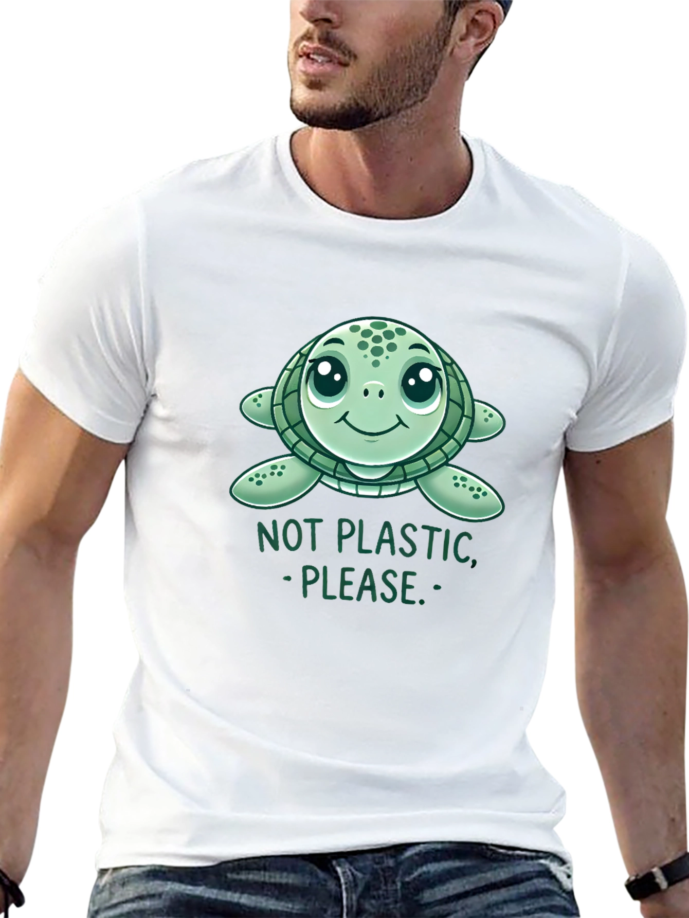 Cute Sea Turtle Not Plastic Graphic Tee