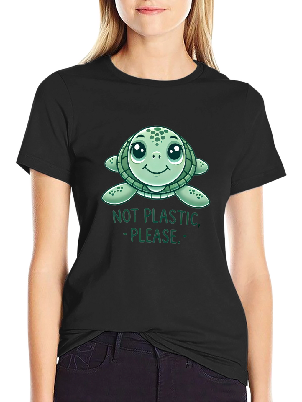 Cute Sea Turtle Not Plastic Graphic Tee