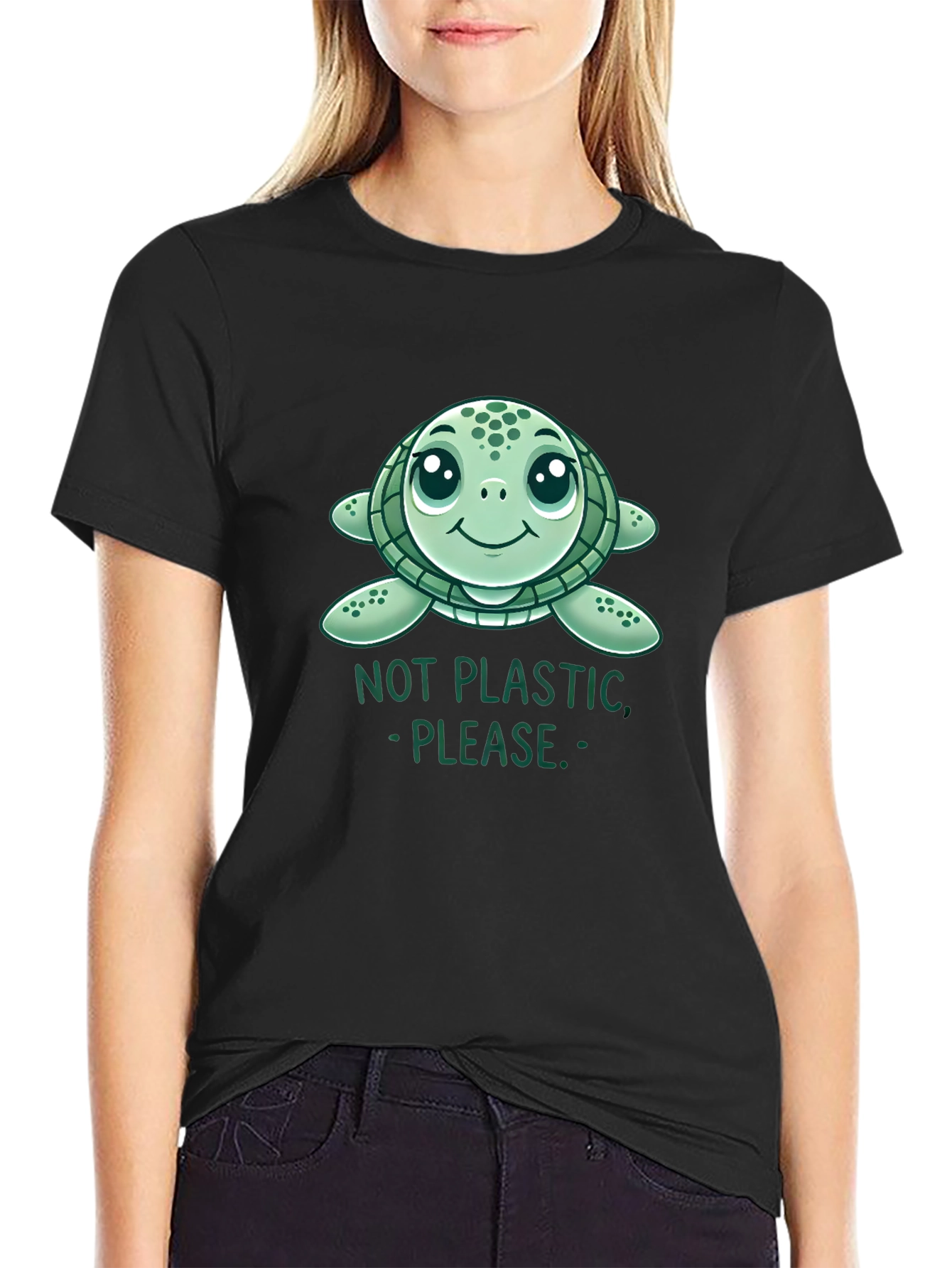 Cute Sea Turtle Not Plastic Graphic Tee