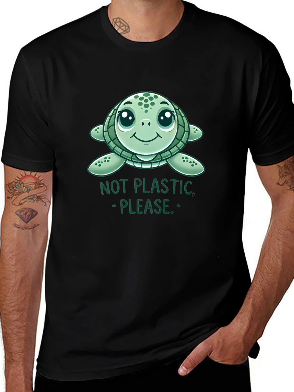 Cute Sea Turtle Not Plastic Graphic Tee