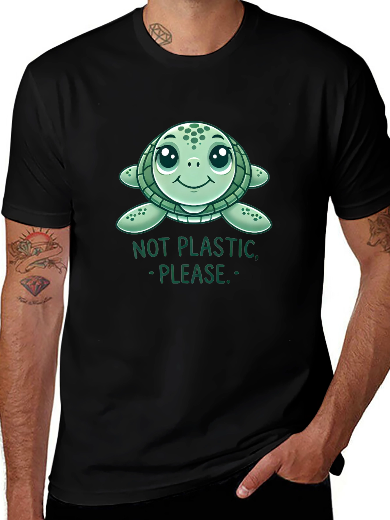 Cute Sea Turtle Not Plastic Graphic Tee