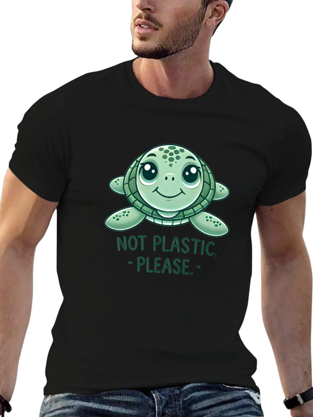 Cute Sea Turtle Not Plastic Graphic Tee