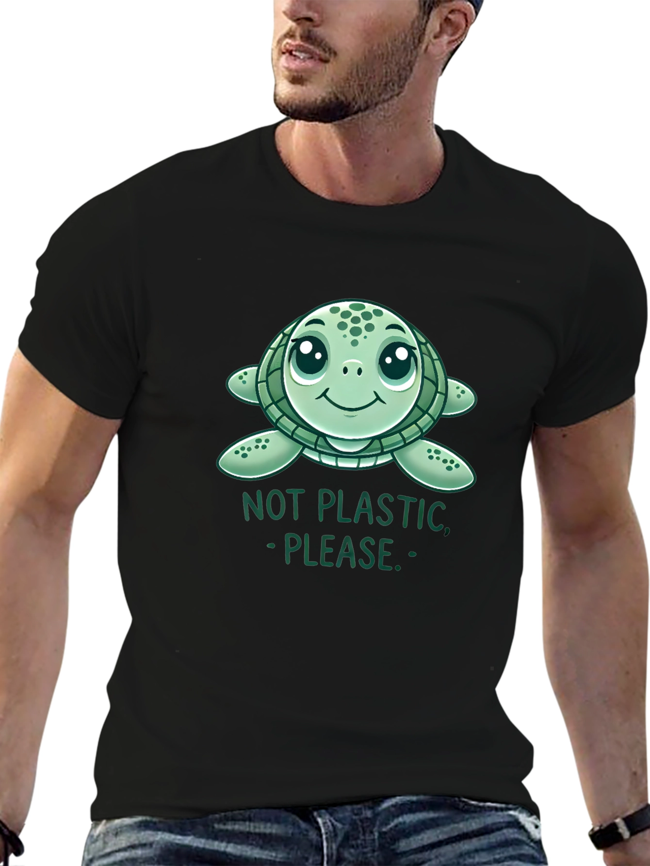 Cute Sea Turtle Not Plastic Graphic Tee