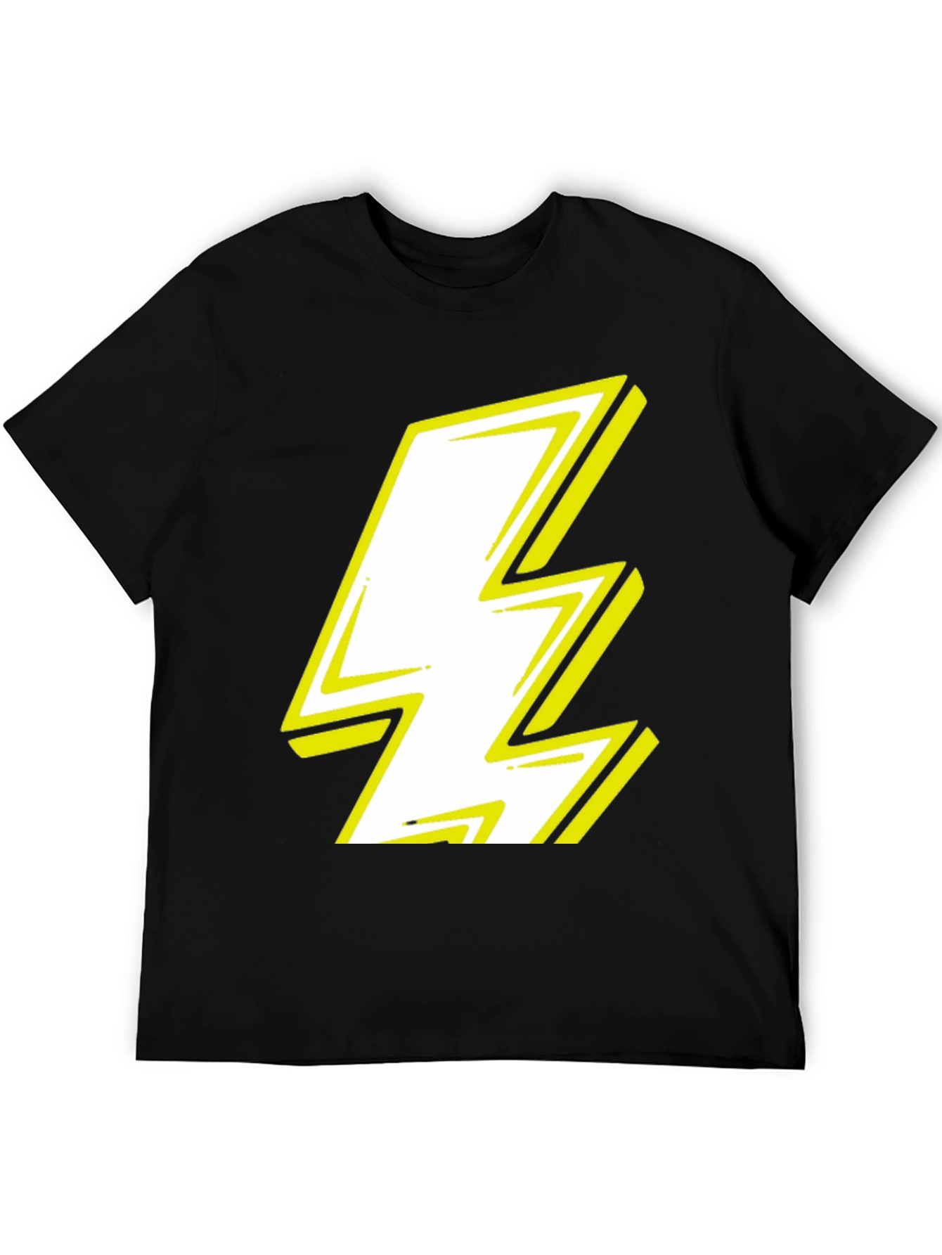 Lightning Bolt Graphic Tee - Bold Black Cotton T-Shirt
