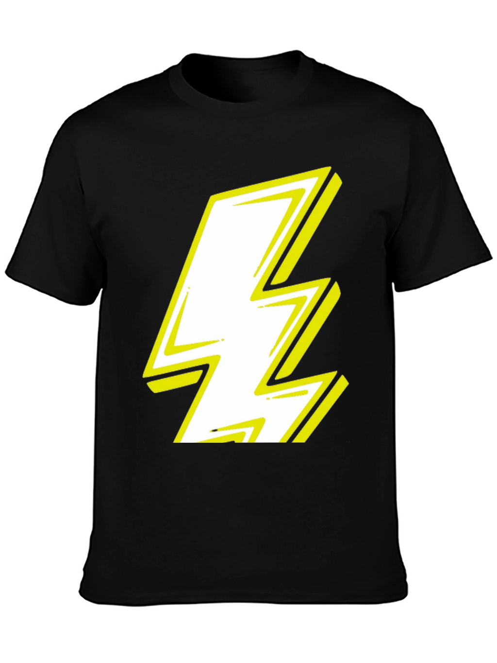 Lightning Bolt Graphic Tee - Bold Black Cotton T-Shirt