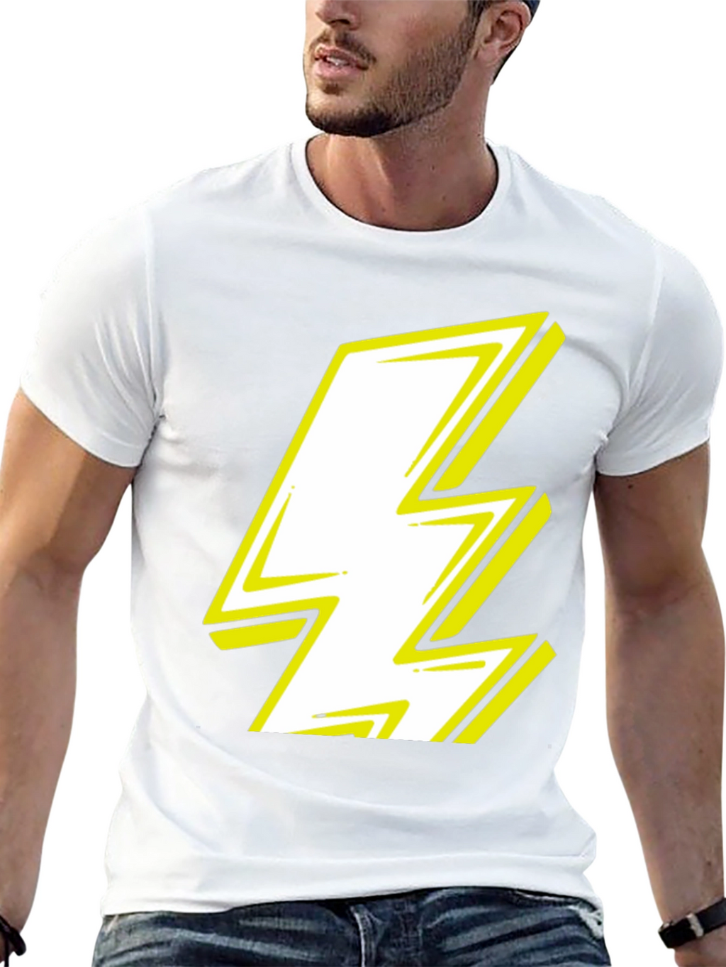Lightning Bolt Graphic Tee - Bold Black Cotton T-Shirt