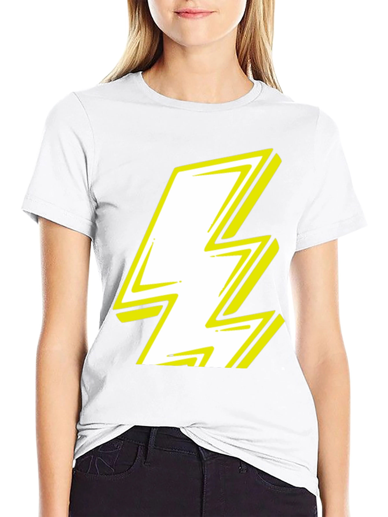Lightning Bolt Graphic Tee - Bold Black Cotton T-Shirt