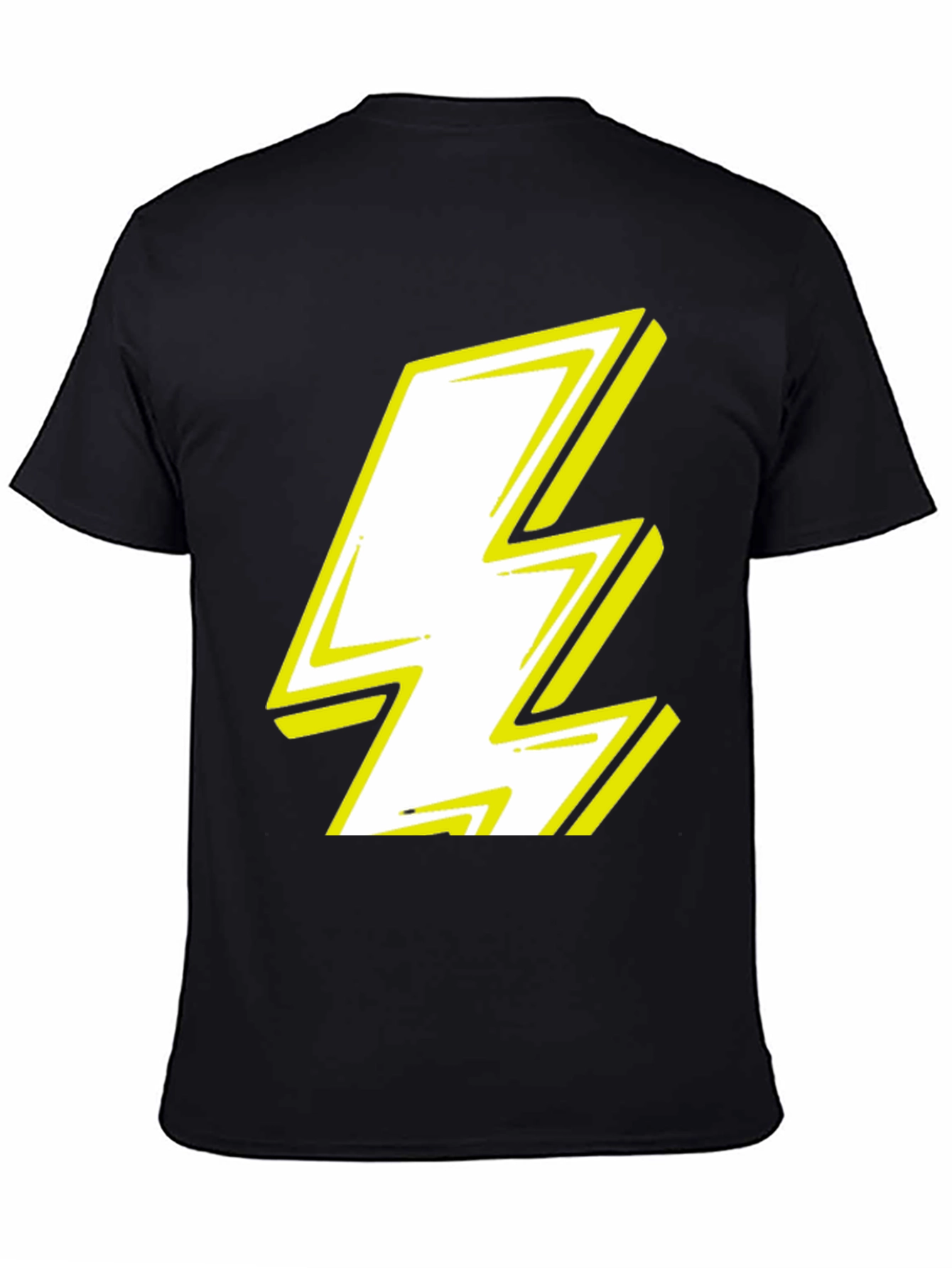 Lightning Bolt Graphic Tee - Bold Black Cotton T-Shirt