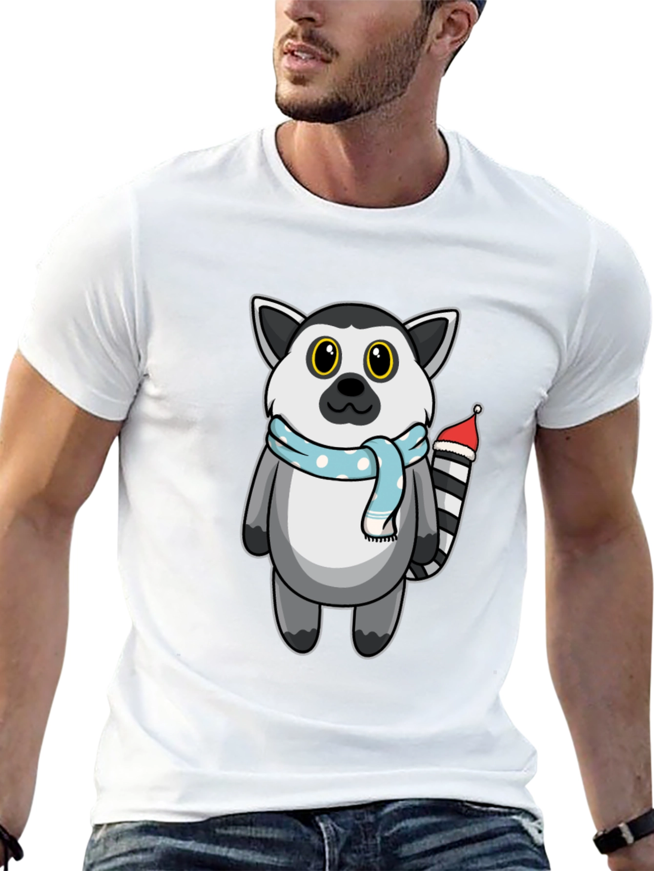 Cute Lemur Cartoon Graphic Tee - Unisex Black T-Shirt