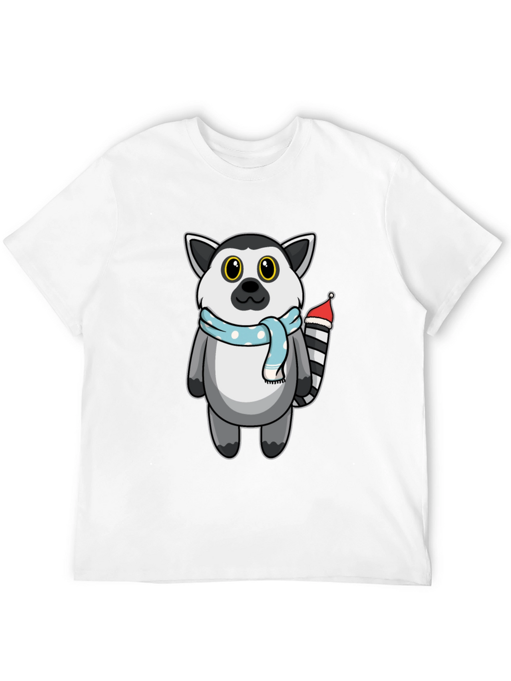 Cute Lemur Cartoon Graphic Tee - Unisex Black T-Shirt