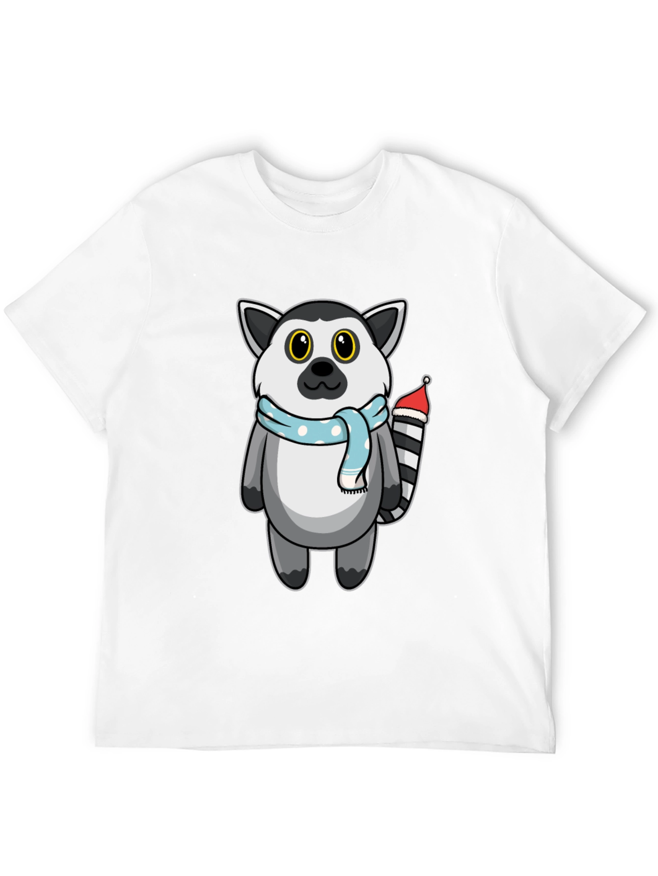 Cute Lemur Cartoon Graphic Tee - Unisex Black T-Shirt