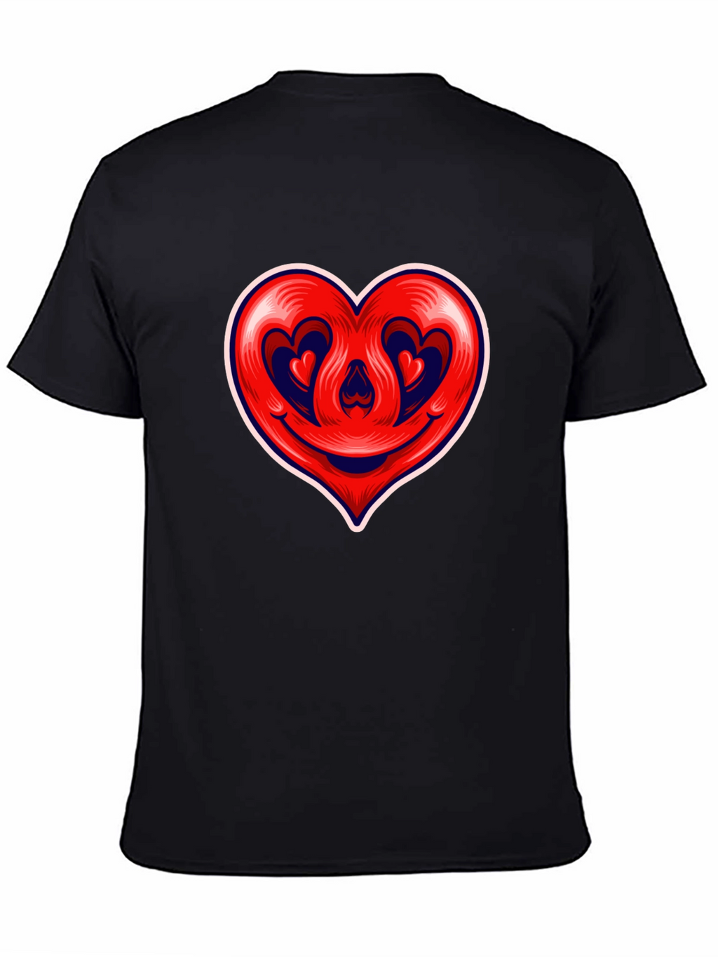 Heart Smile Graphic Tee - Black Cotton T-Shirt